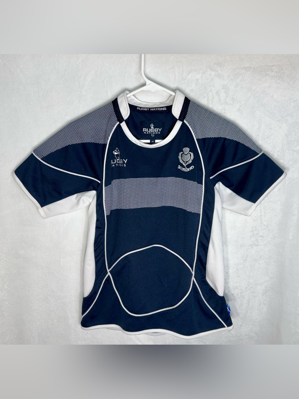 Rugby Nations Scotland Rugby Jersey Shirt Blue/White Size Small/30